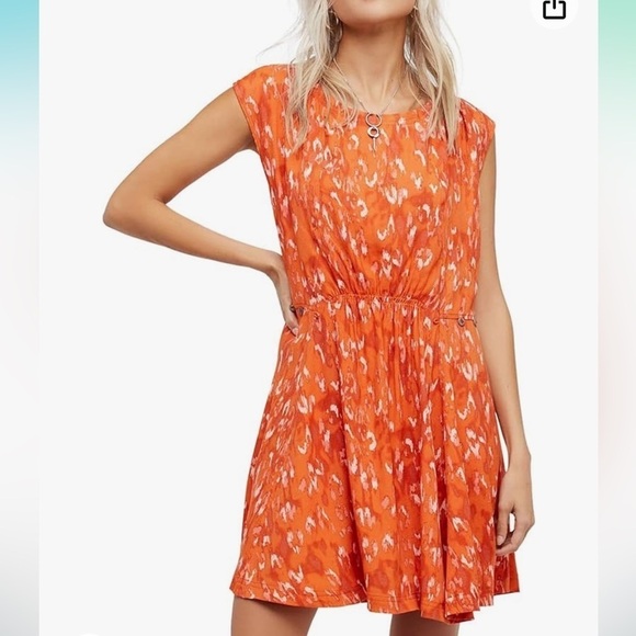NWT Free People fake love orange animal print mini dress - Picture 1 of 9